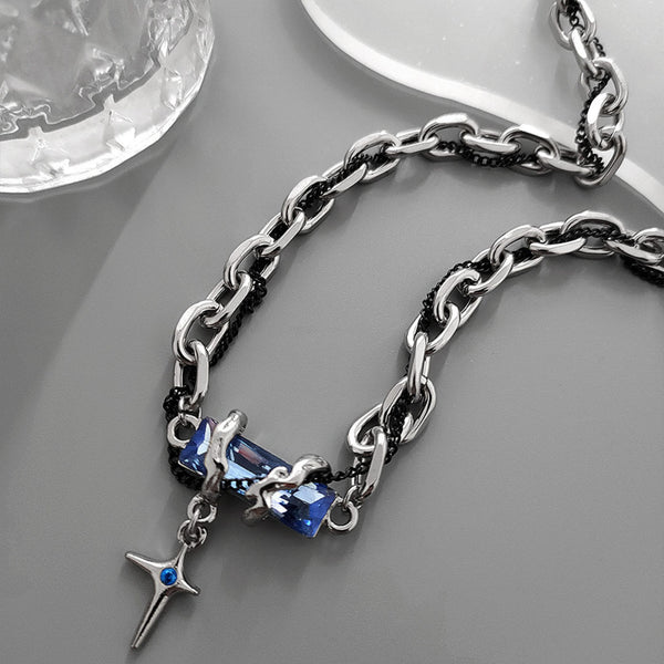 OBSIDIAN BLUEC ROSS - 30mm Titanium Steel Pendant with 20 to 22inch Adjustable Cable 7mm Chain for Men & Boys