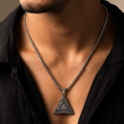VIKING SEAL - 34mm Titanium Steel Pendant with 23inch Round Box 4mm Chain for Men & Boys