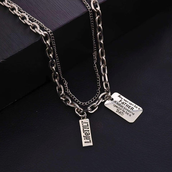 DAD TAG LAYER - 20mm Titanium Steel Pendant with 9mm Chain for Men & Boys (18 to 20 inch)