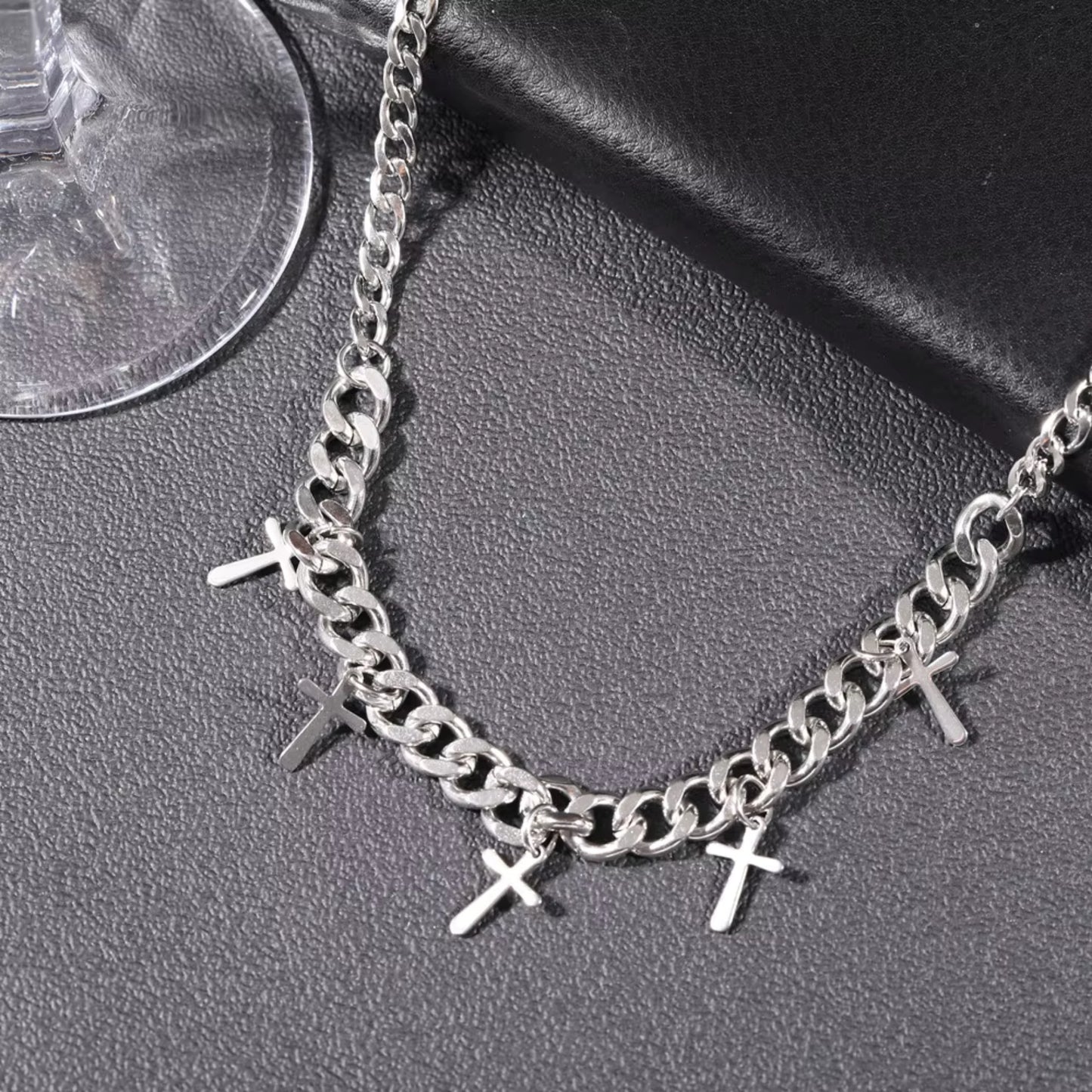 MULTI CROSS LINK - 11mm Titanium Steel Pendant with 7mm Chain for Men & Boys - 24 inch