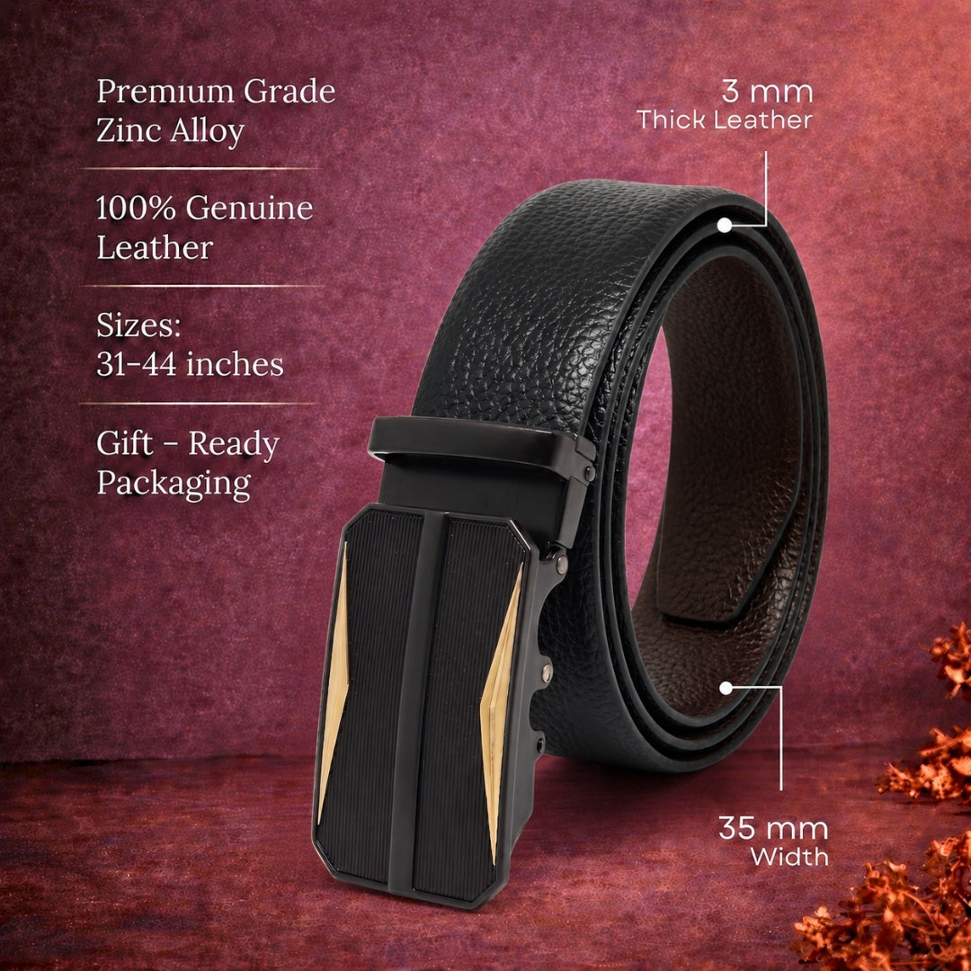 Mens Genuine Leather Belt | 2 in 1 Reversible (Black & Brown) (1 Pc.) - LUXORIC