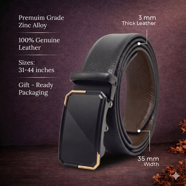 Mens Genuine Leather Belt | 2 in 1 Reversible (Black & Brown) (1 Pc.) - REXVA