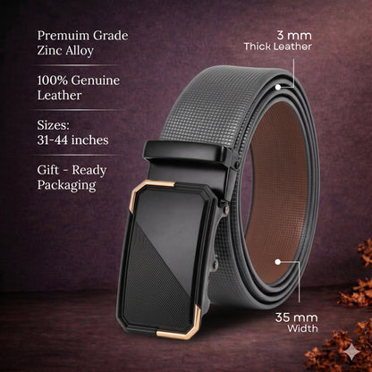 Mens Genuine Leather Belt | 2 in 1 Reversible (Black & Brown) (1 Pc.) - NEXVIOR