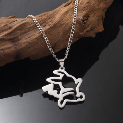 BUNNY ICON - 26mm Titanium Steel Pendant with 27inch 4mm Curb Chain for Men & Boys