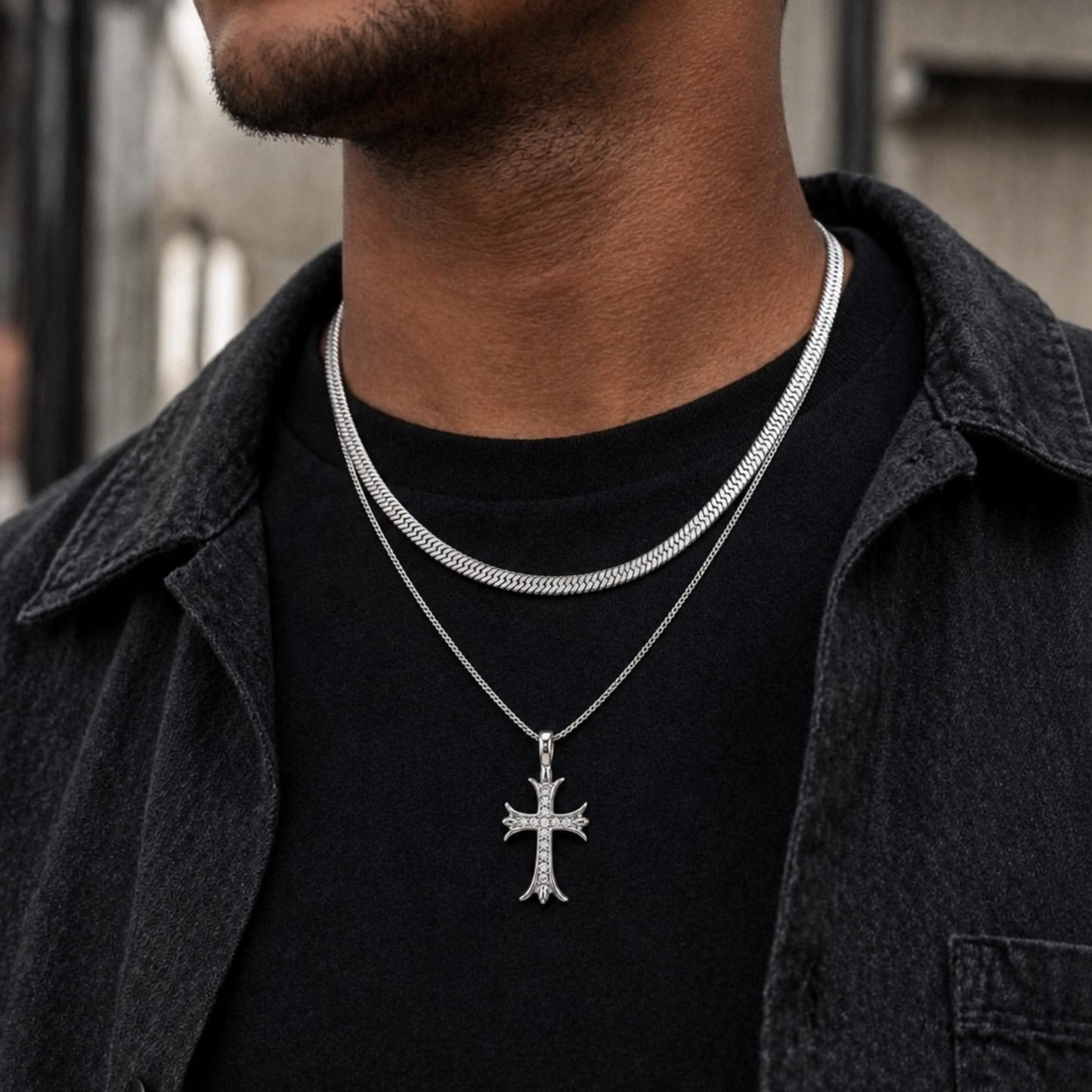 CATHEDRAL CROSS - 21mm Titanium Steel Pendant with 16 to 18inch Adjustable Chain for Men & Boys