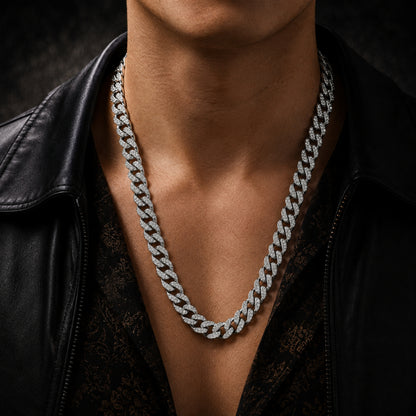 ARCTIC CUBAN - 14mm Stainless Steel Chain with Fold Over Clasp for Men & Boys (24inch)
