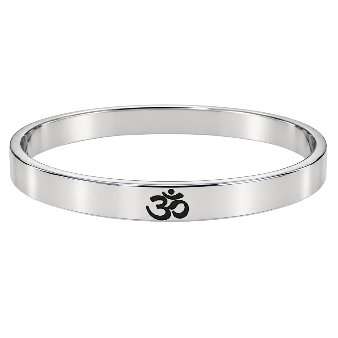 OM STEEL - Pure Stainless Steel Bangle, Silver Color (8 inch) for Men & Boys