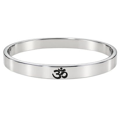OM STEEL - Pure Stainless Steel Bangle, Silver Color (8 inch) for Men & Boys
