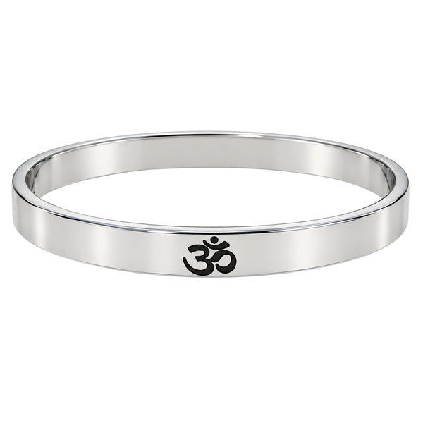 OM STEEL - Pure Stainless Steel Bangle, Silver Color (8 inch) for Men & Boys
