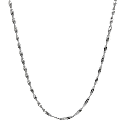 TWIST SERPENTINE - 1mm Stainless Steel Twist Chain with Lobster Clasp for Men & Boys (21 inch)