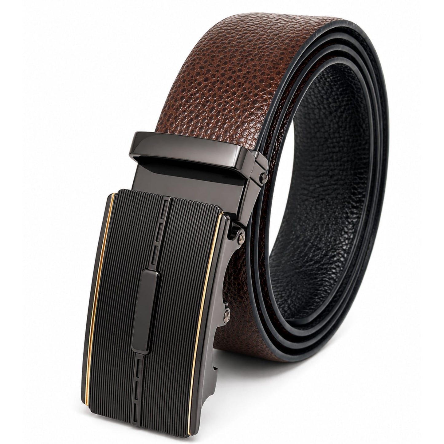 Mens Genuine Leather Belt | 2 in 1 Reversible (Brown & Black) (1 Pc.) - LUXORIC