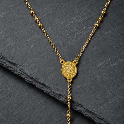 MIRACULOUS ROSARY - GOLDEN- 21mm Titanium Steel Pendant with 38inch Chain for Men & Boys