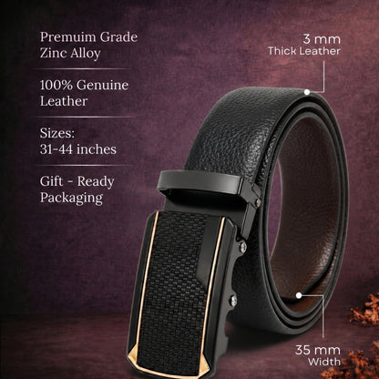 Mens Genuine Leather Belt | 2 in 1 Reversible (Black & Brown) (1 Pc.) - LUXORIC