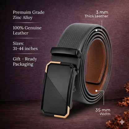 Mens Genuine Leather Belt | 2 in 1 Reversible (Black & Brown) (1 Pc.) - SIGNORA