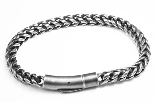 THE MEN THING 5mm - 6mm Pure Stainless Steel Franco Link Chain Bracelet, American trending - Biker Punk Style Bracelet for Men & Boys (8 inch)