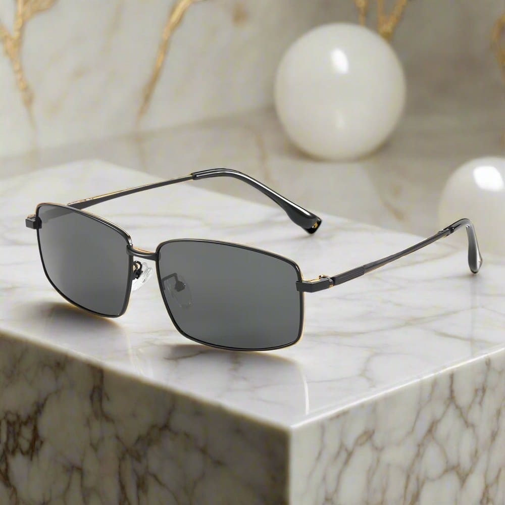 3295 - OBLIVION EDGE- HD Polarised Sunglasses for Men - UV400 Protection, Stainless Steel Frame - Black Lens - THE MEN THING
