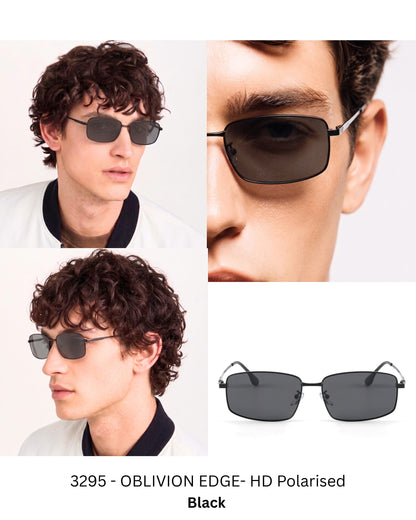 3295 - OBLIVION EDGE- HD Polarised Sunglasses for Men - UV400 Protection, Stainless Steel Frame - Black Lens - THE MEN THING
