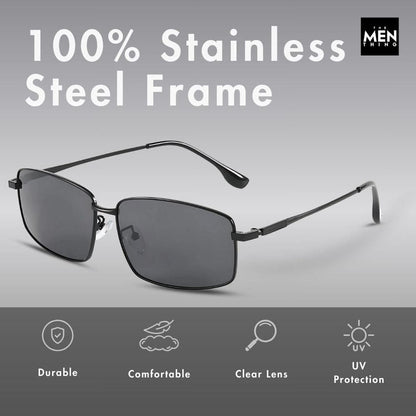 3295 - OBLIVION EDGE- HD Polarised Sunglasses for Men - UV400 Protection, Stainless Steel Frame - Black Lens - THE MEN THING