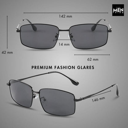 3295 - OBLIVION EDGE- HD Polarised Sunglasses for Men - UV400 Protection, Stainless Steel Frame - Black Lens - THE MEN THING