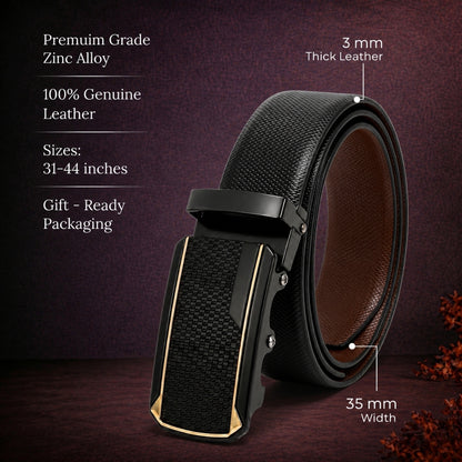 Mens Genuine Leather Belt | 2 in 1 Reversible (Black & Brown) (1 Pc.) - SIGNORA