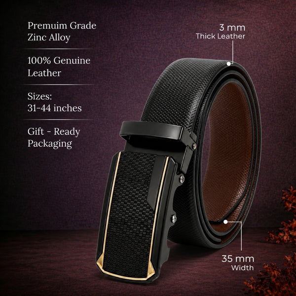 Mens Genuine Leather Belt | 2 in 1 Reversible (Black & Brown) (1 Pc.) - SIGNORA