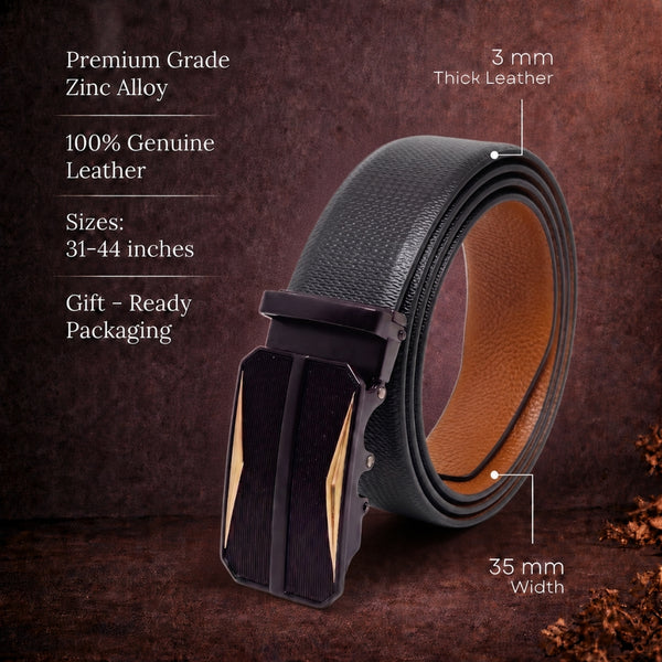 Mens Genuine Leather Belt | 2 in 1 Reversible (Black & Brown) (1 Pc.) - SIGNORA