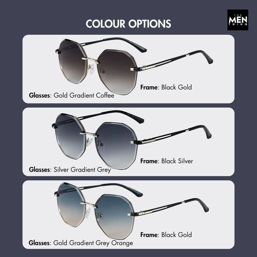 33141 - STEEL PRISM - HD Polarised Sunglasses for Men - UV400 Protection, Stainless Steel Frame - Gold Gradient Coffee - THE MEN THING