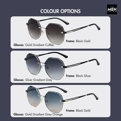 33141 - STEEL PRISM - HD Polarised Sunglasses for Men - UV400 Protection, Stainless Steel Frame - Gold Gradient Coffee - THE MEN THING