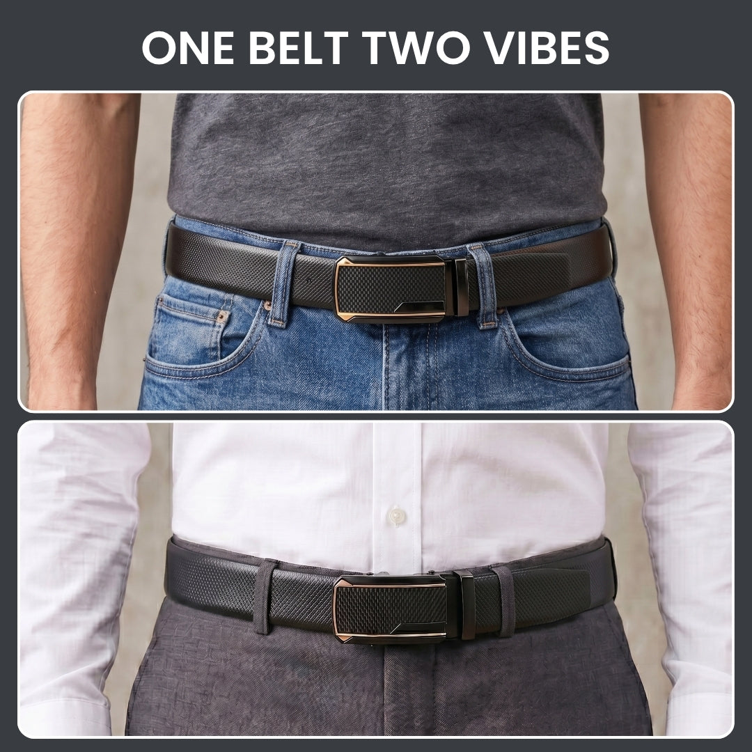 Mens Genuine Leather Belt | 2 in 1 Reversible (Black & Brown) (1 Pc.) - SIGNORA