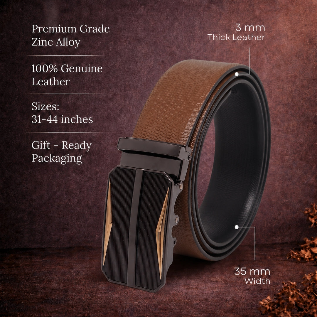 Mens Genuine Leather Belt | 2 in 1 Reversible (Brown & Black) (1 Pc.) - SIGNORA