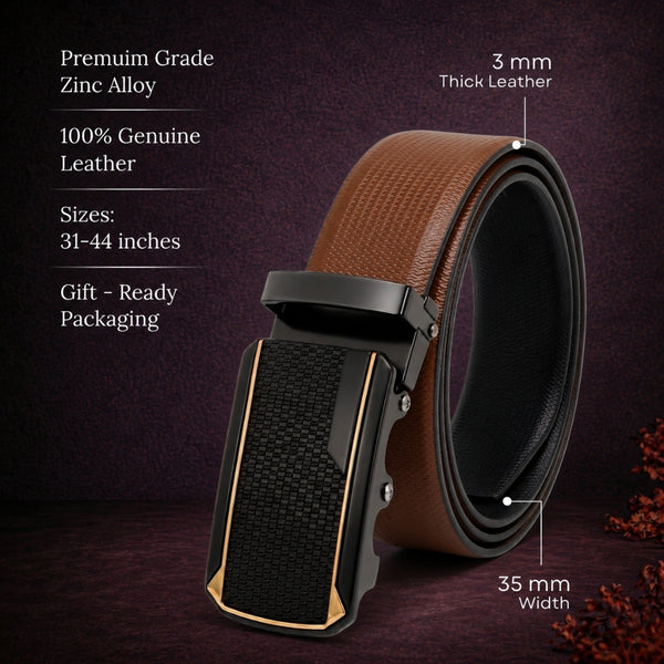 Mens Genuine Leather Belt | 2 in 1 Reversible (Brown & Black) (1 Pc.) - SIGNORA