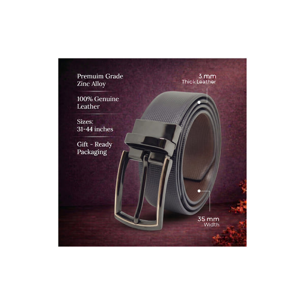 Mens Genuine Leather Belt | 2 in 1 Reversible (Black & Brown) (1 Pc.) - NEXVIOR