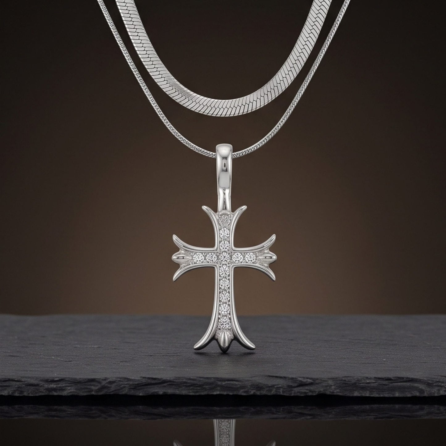 CATHEDRAL CROSS - 21mm Titanium Steel Pendant with 16 to 18inch Adjustable Chain for Men & Boys
