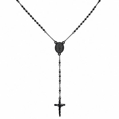 MIRACULOUS ROSARY - BLACK- 21mm Titanium Steel Pendant with 38inch Chain for Men & Boys