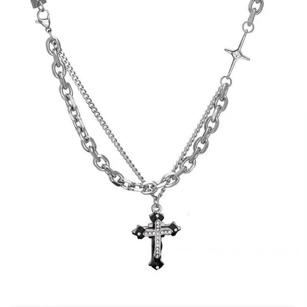 CROSS FUSION - 26mm Titanium Steel Pendant with 8mm Chain for Men & Boys - 21 inch
