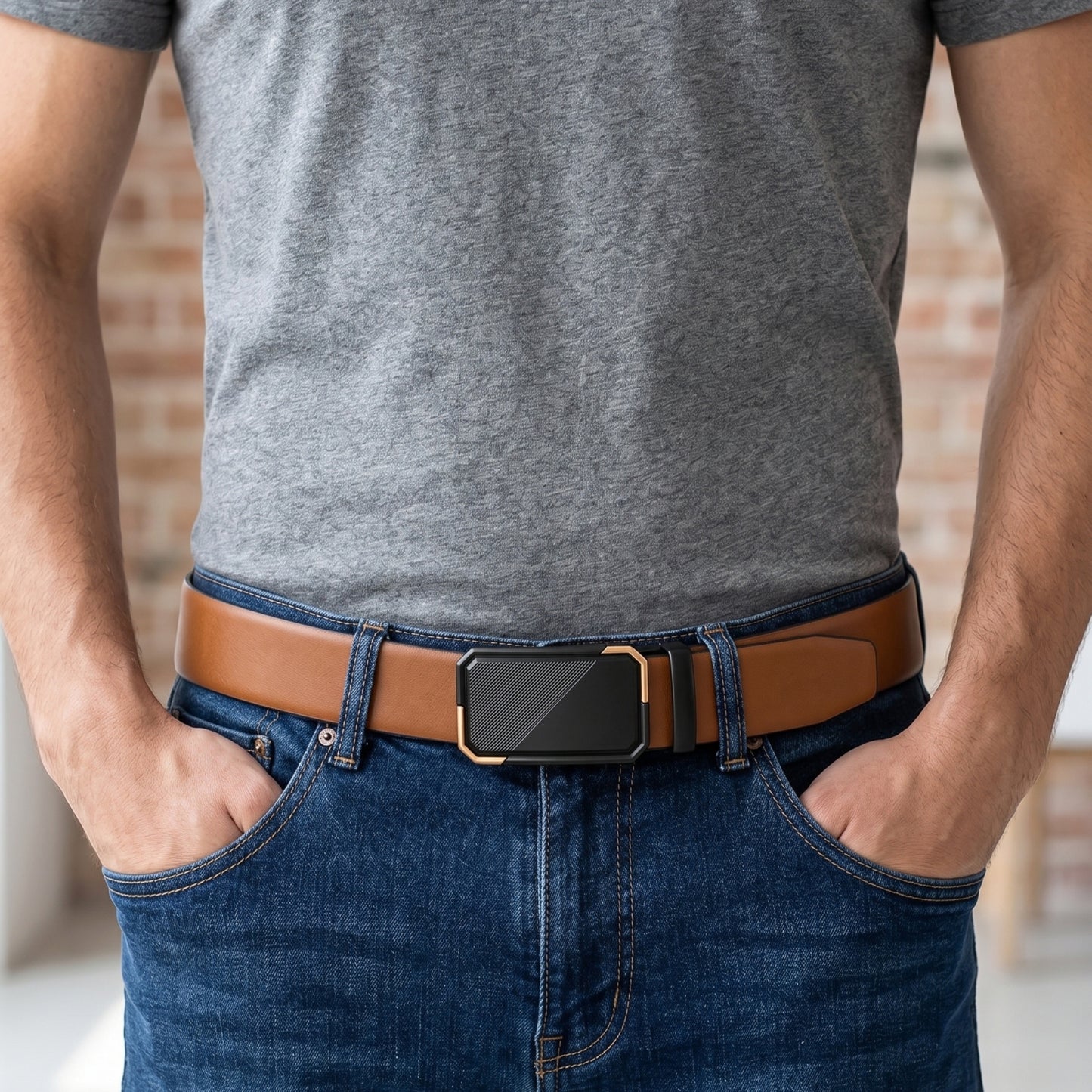 Mens Genuine Leather Belt | 2 in 1 Reversible (Brown & Black) (1 Pc.) - VELARO