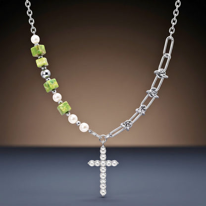 EDEN CROSS - 25mm Titanium Steel Pendant with 20inch to 22inch Adjustable Cable 5mm Chain for Men & Boys