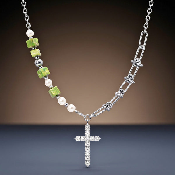 EDEN CROSS - 25mm Titanium Steel Pendant with 20inch to 22inch Adjustable Cable 5mm Chain for Men & Boys