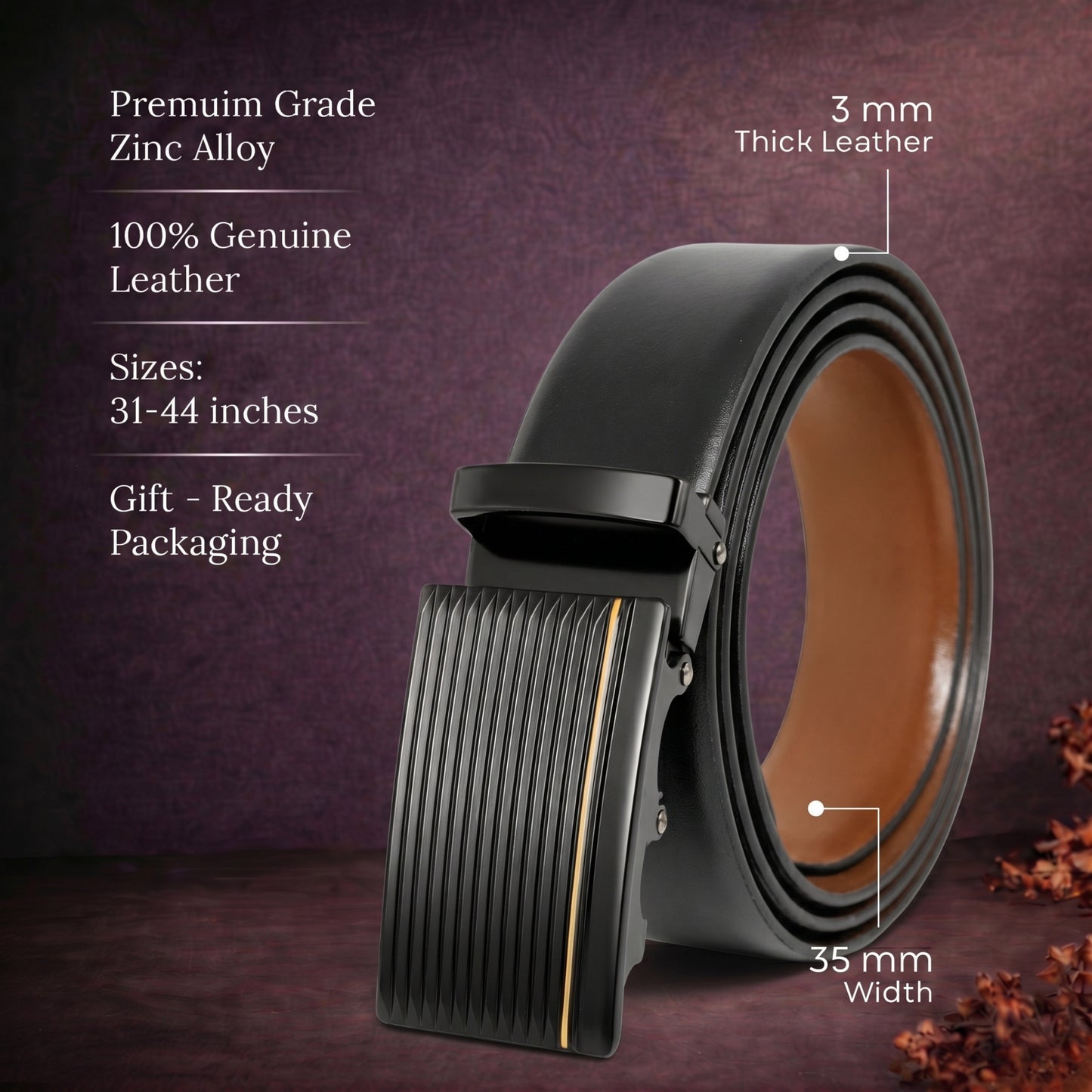 Mens Genuine Leather Belt | 2 in 1 Reversible (Black & Brown) (1 Pc.) - VELARO