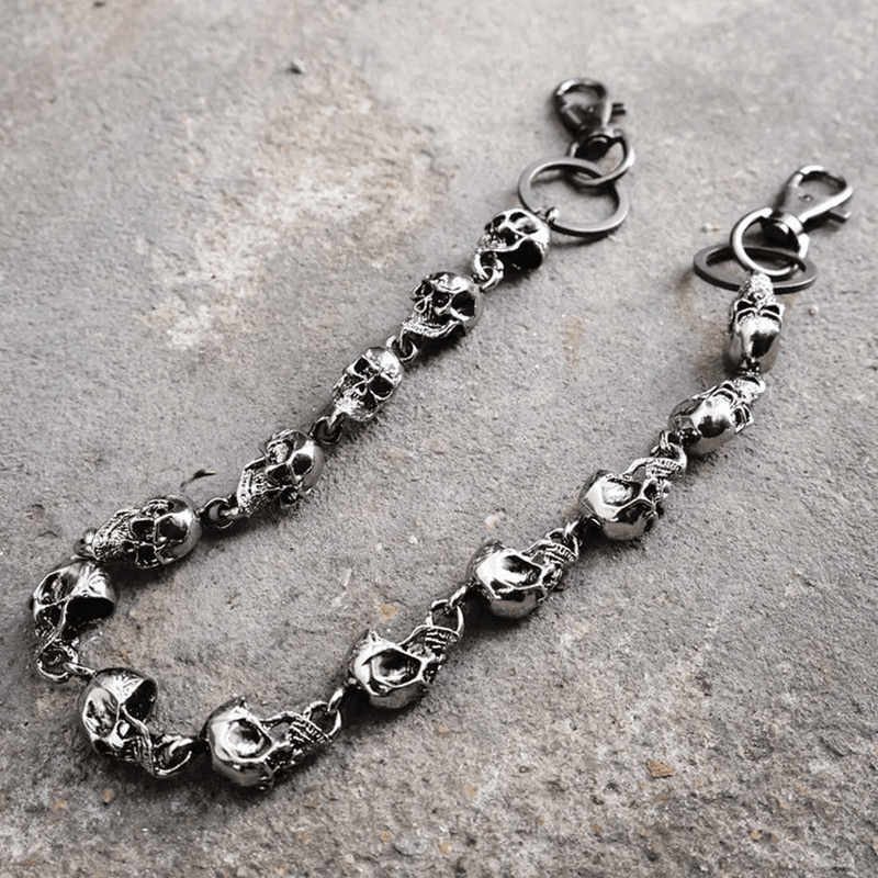 OCCIPUT CHAIN SILVER - Alloy Skull Heavy Biker Jeans Chain with Lobster Clasps for Men & Boys - 24 inch