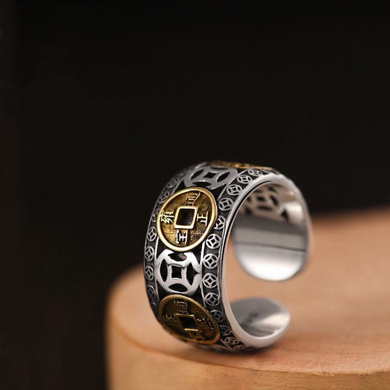 FOUR EMPERORS COINS - Adjustable Alloy Ring for Men & Boys