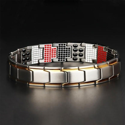 Sharp Italian Ele Style - Silver Tone Pure Titanium Steel Bracelet For Men & Boys