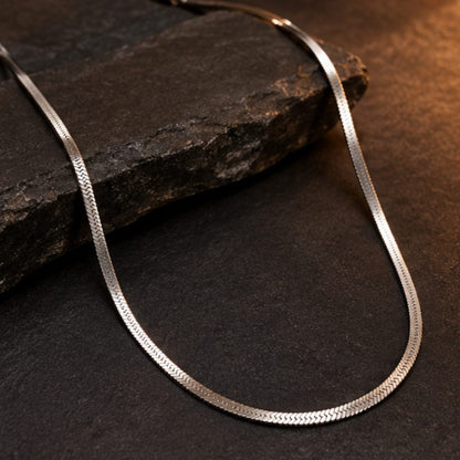 SLEEK HERRINGBONE - 2mm Stainless Steel Chain with Lobster Clasp for Men & Boys (22 inch)