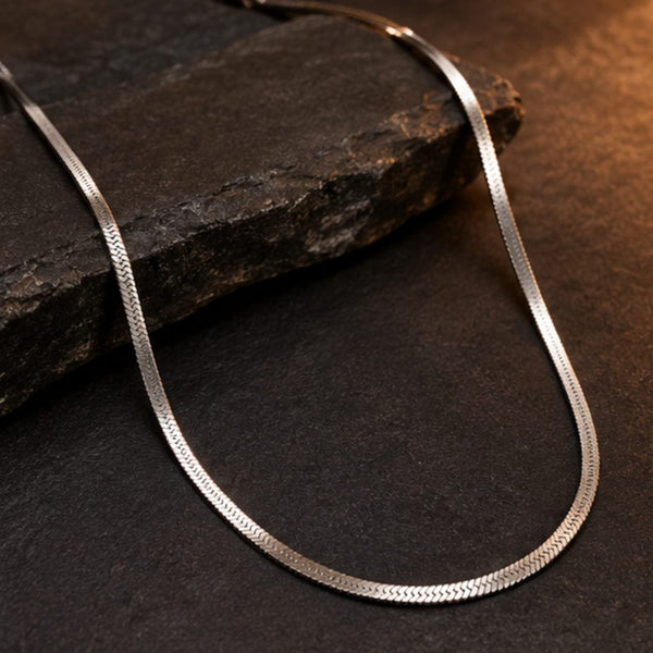 SLEEK HERRINGBONE - 2mm Stainless Steel Chain with Lobster Clasp for Men & Boys (22 inch)
