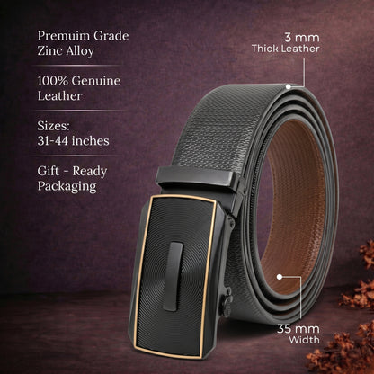 Mens Genuine Leather Belt | 2 in 1 Reversible (Black & Brown) (1 Pc.) - SIGNORA