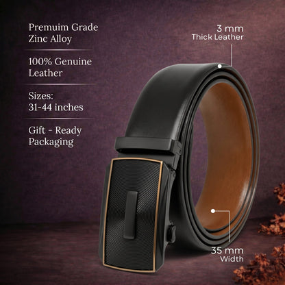 Mens Genuine Leather Belt | 2 in 1 Reversible (Black & Brown) (1 Pc.) - VELARO