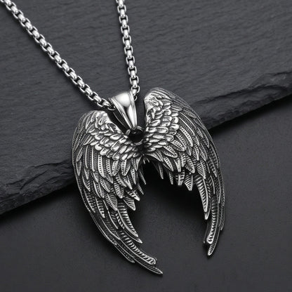 HEAVEN SERAPH - 38mm Titanium Steel Pendant with 23inch Round Box 4mm Chain for Men & Boys