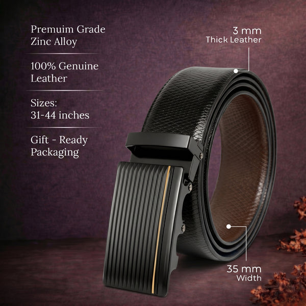 Mens Genuine Leather Belt | 2 in 1 Reversible (Black & Brown) (1 Pc.) - REXVA