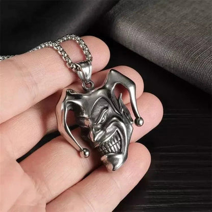 THE MEN THING Alloy Clown Pendant with Pure Stainless Steel 24inch Chain for Men, European trending Style - Round Box Chain & Pendant for Men & Boy