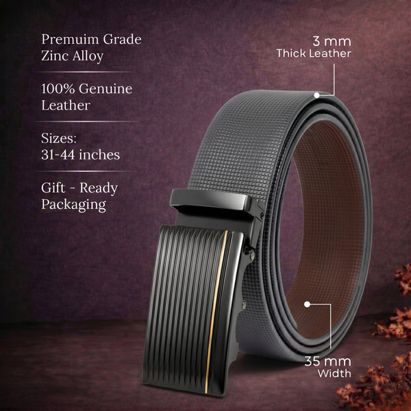 Mens Genuine Leather Belt | 2 in 1 Reversible (Black & Brown) (1 Pc.) - NEXVIOR